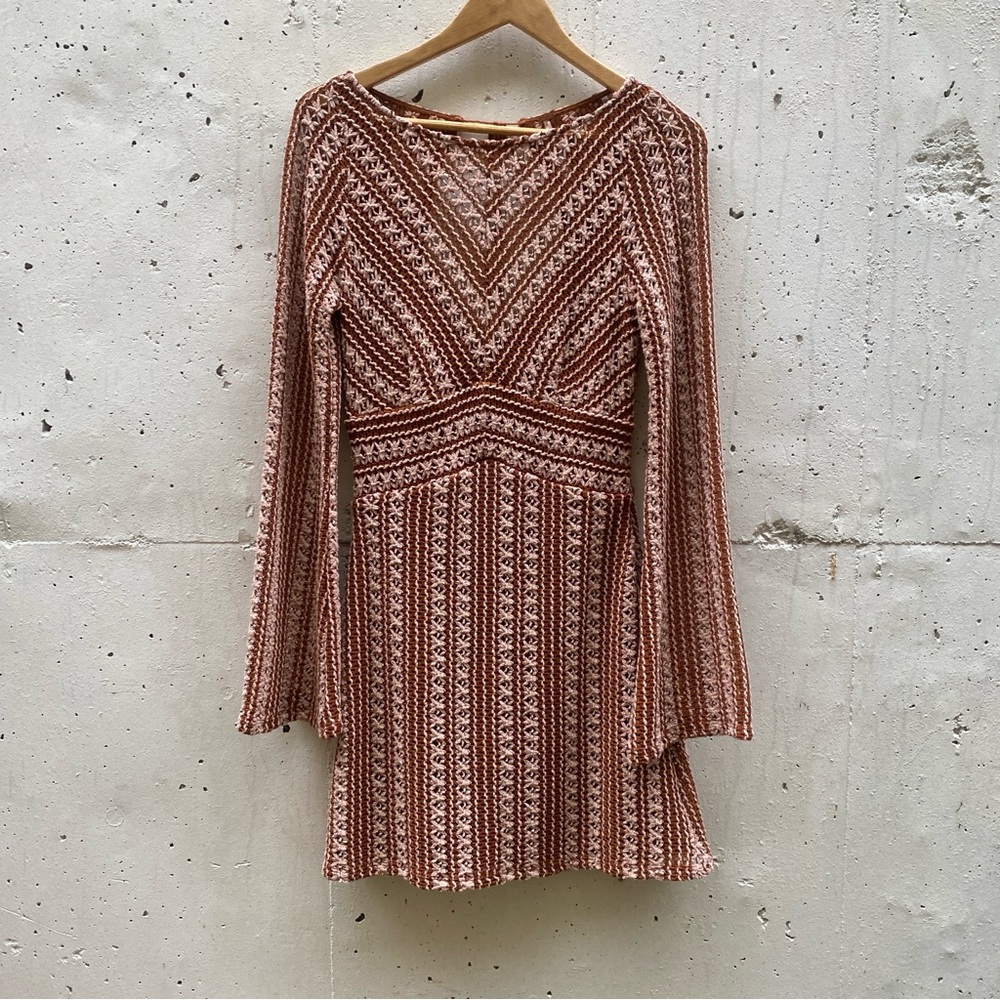 NWT Free People Crochet Woven Knit Mini Fit and Flare Dress